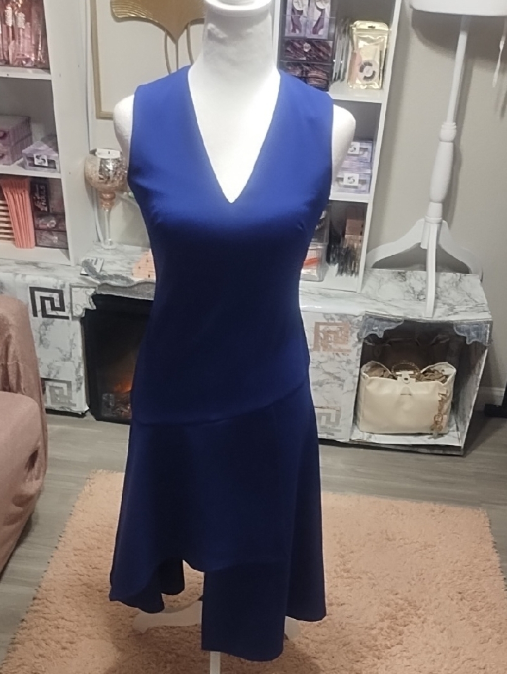 Vince Camuto Cobalt Blue Sleeveless V-Neck High-Low Dress